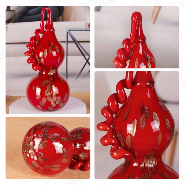 Handmade Blown Coloured Glaze Art Gourd Statue - Image 3