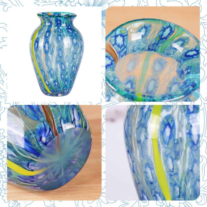 Glass Vases for Flower Unique Hand Blown Blue Glass Vase - Image 3