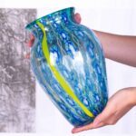 Glass Vases for Flower Unique Hand Blown Blue Glass Vase - Image 5