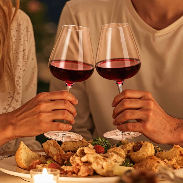 Elegant Red Wine Glasses 17oz For Christmas Dinner Set of 2 - Image 4