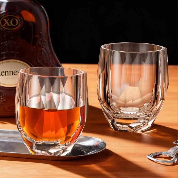 Geometric Faceted Whiskey Glass 7.78 oz with Stable Base - Image 2