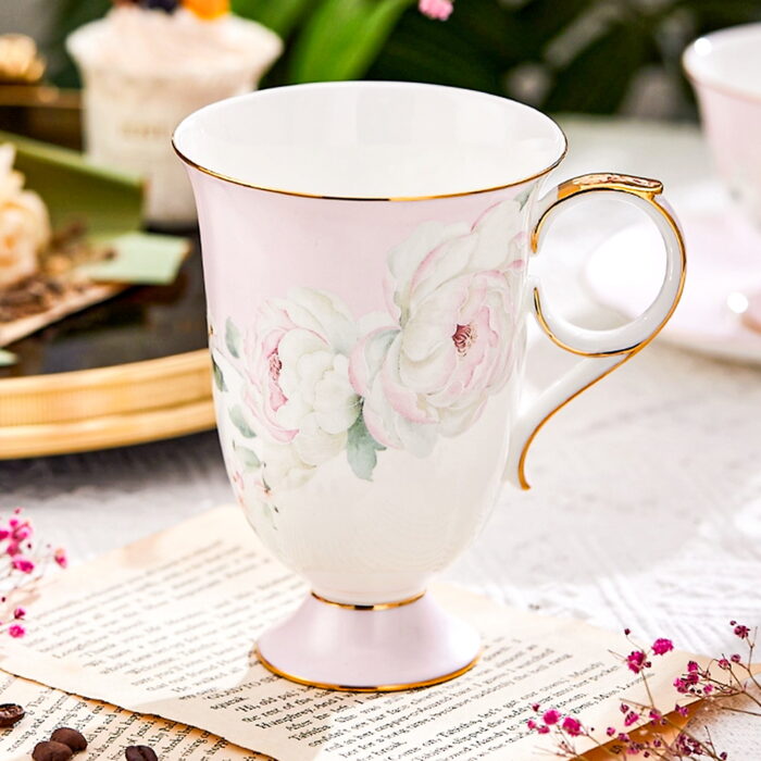 China Mugs Set of 2 Fine 17oz Ceramic Coffee Large Floral Mug - Image 6