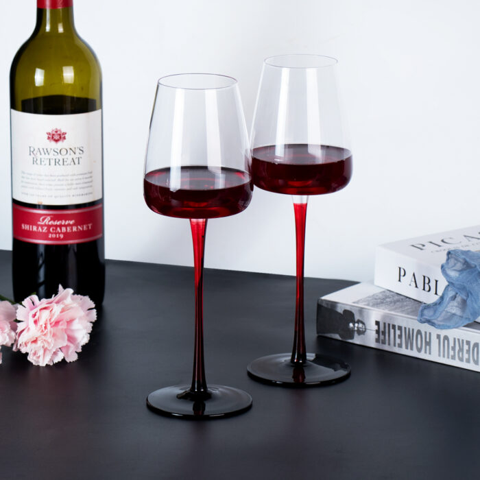 Wine Glasses Set of 2 12.17 oz Black Base Crystal Wine Glasses - Image 4