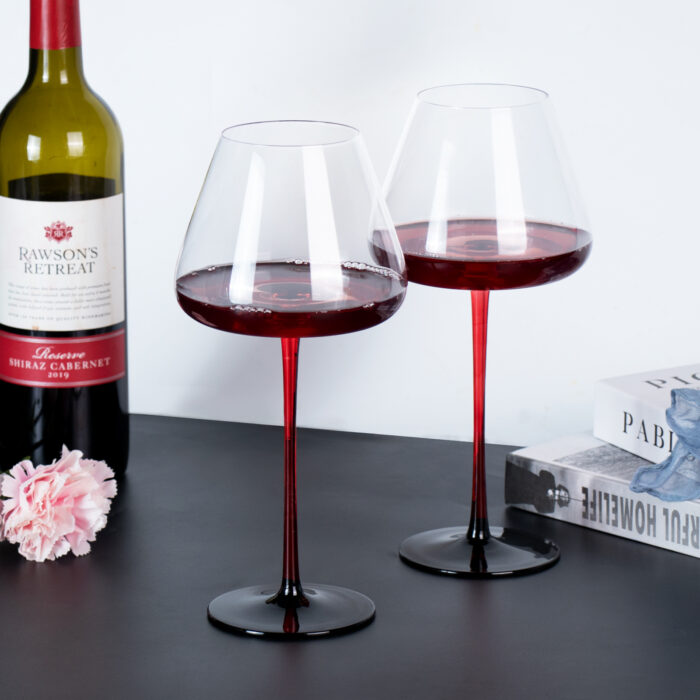 Wine Glasses Set of 2 24.35 oz Black Base Crystal Wine Glasses - Image 4