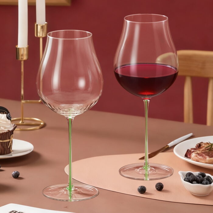 Wine Glasses Set of 2 24.35 oz Crystal Wine Glasses Green - Image 2