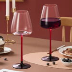 Crystal Wine Glasses Set of 2 11.49 oz Black Thin and Long Stem - Image 4