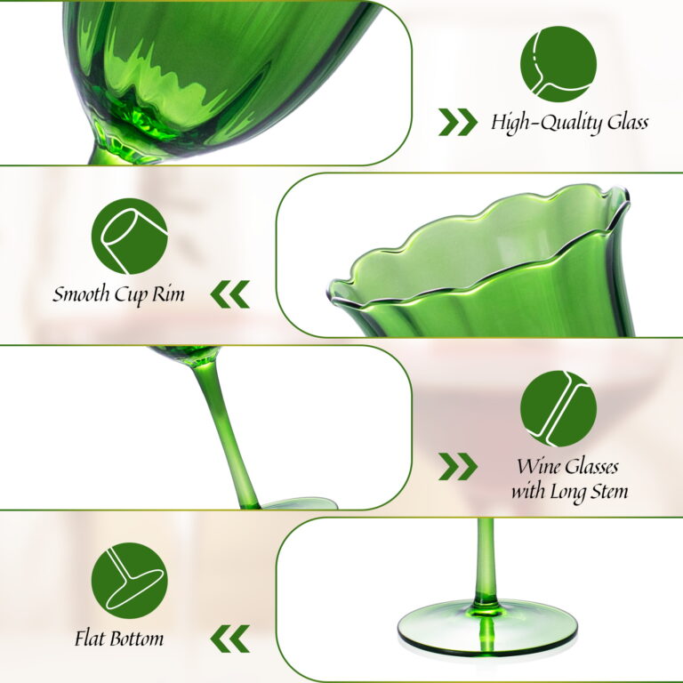 Wine Glasses Set of 2 9.47 oz Fully Green Flowers – detail view 4
