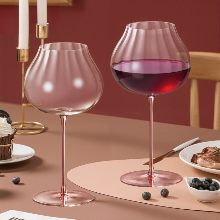 Crysta Wine Glasses Set of 2 24.69 oz Onion Top Red - Image 2