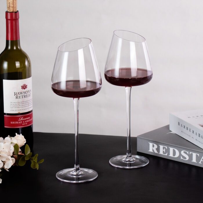 Hand Blown Crystal Bordeaux Wine Glasses Set of 2 16.06oz Matte - Image 4