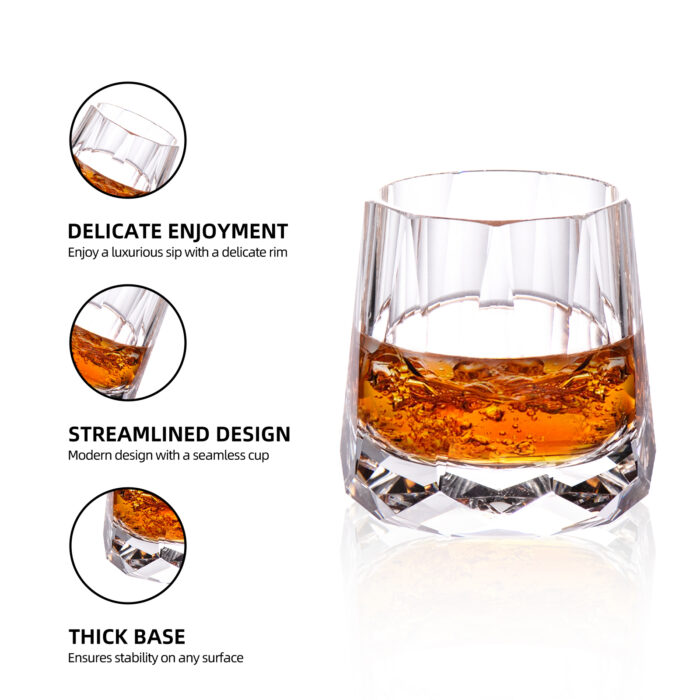 K9 Crystal Diamond Tumbler 10 oz Lead-Free Whiskey Glass - Image 5