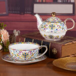 White Tea Cups and Saucer Set for Coffee Tea for One  Tea Pot - Image 4
