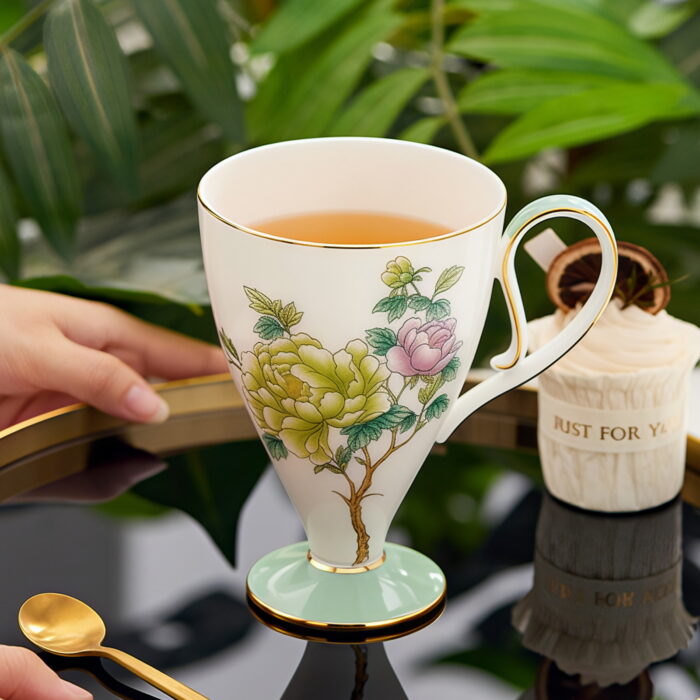 Bone China Mugs Set of 2 Fine 15oz Ceramic Coffee Mug - Image 1