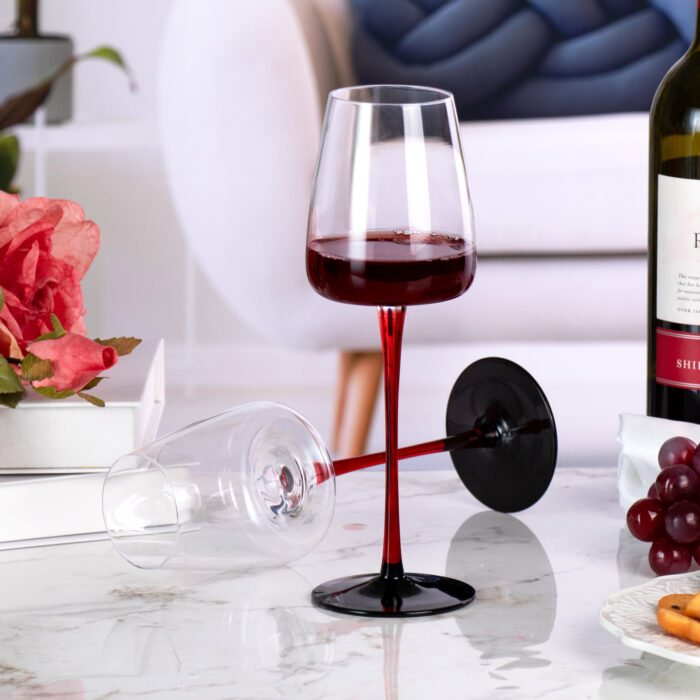 Wine Glasses Set of 2 12.17 oz Black Base Crystal Wine Glasses - Image 2