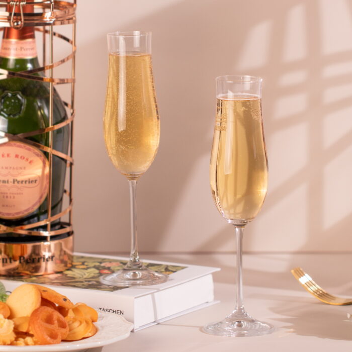 Champagne Flutes, Crystal Champagne Glasses Set of 2, 6.3oz - Image 2