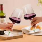 Wine Crystal Glasses With Stem Set of 2 24.69 oz Clouds Green - Image 4