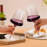 Crystal Wine Glasses With Stem Set of 2 24.69 oz Clouds Red - Image 2