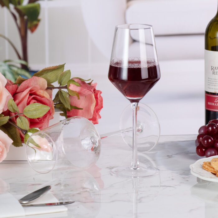 Wine Glasses Crystal Red and White 14oz Wine Glasses Set of 2 - Image 2