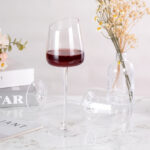 Hand Blown Crystal Bordeaux Wine Glasses Set of 2 9.47oz Matte - Image 3