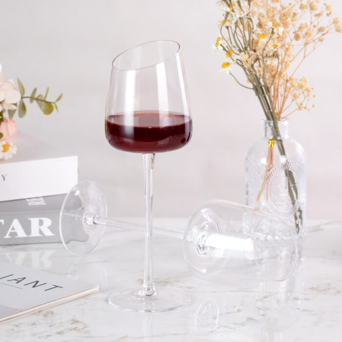 Hand Blown Crystal Bordeaux Wine Glasses Set of 2 9.47oz Matte - Image 3