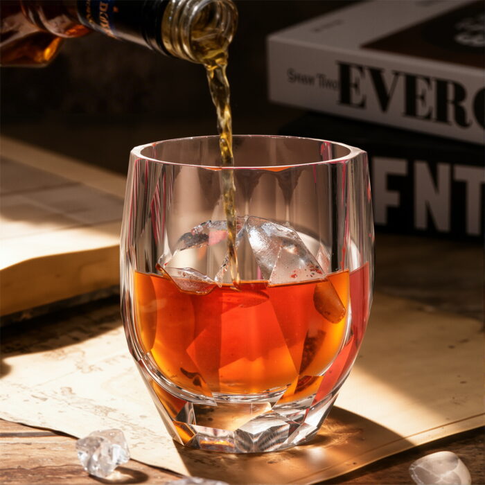 Geometric Faceted Whiskey Glass 7.78 oz with Stable Base - Image 6