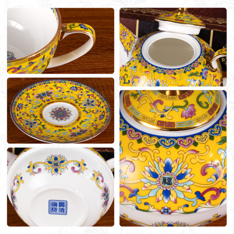 Yellow Tea Cups and Saucer Set for Coffee Teapot and Cup Set – detail view 3