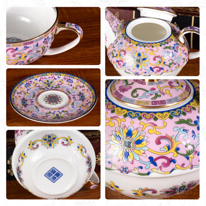 Pink Tea Cups and Saucer Set for Coffee Tea Pot and Saucers - Image 5