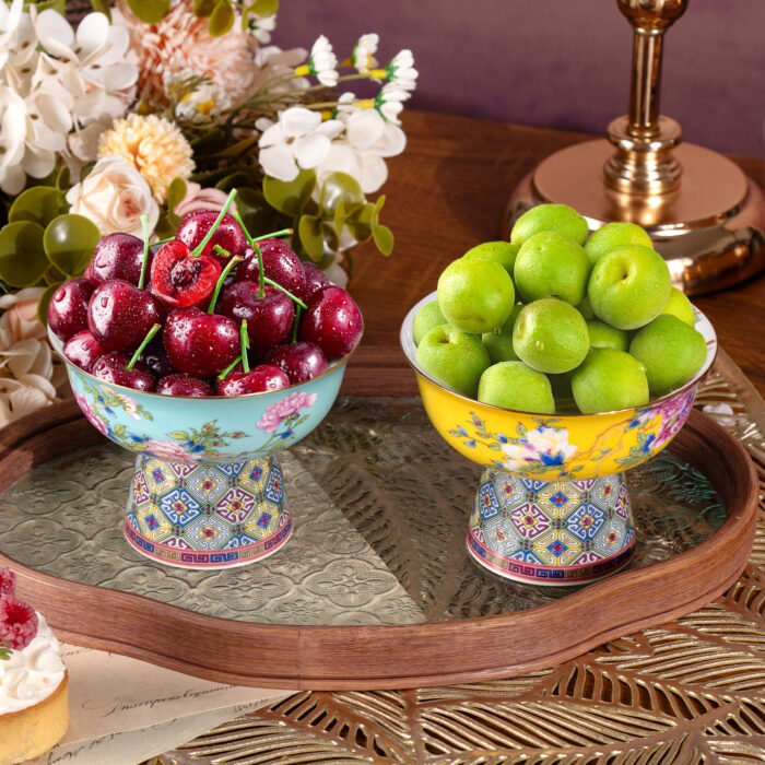 6 Ice Cream Dessert Bowl Bone China Ceramic Trifle Bowl Set of 2 - Image 1