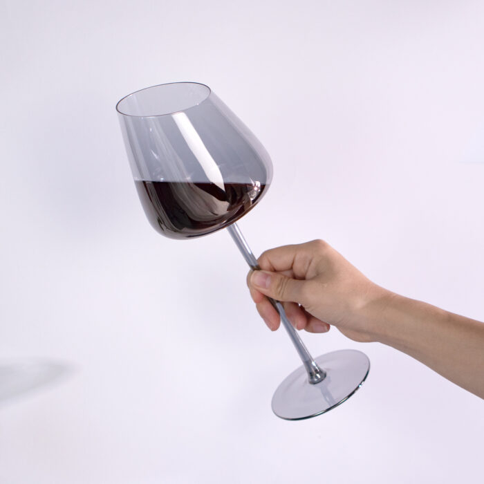 Wine Glasses Set of 2 16.06 oz Gray Crystal Wine Glasses - Image 2