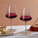 Wine Crystal Glasses With Stem Set of 2 24.69 oz Clouds Green - Image 2