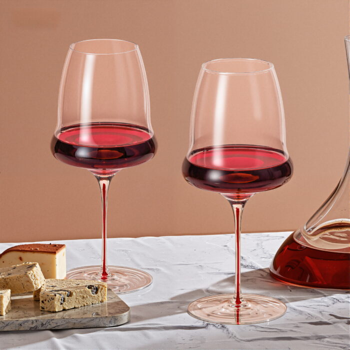 Crystal Wine Glasses With Stem Set of 2 24.69 oz Clouds Red - Image 3