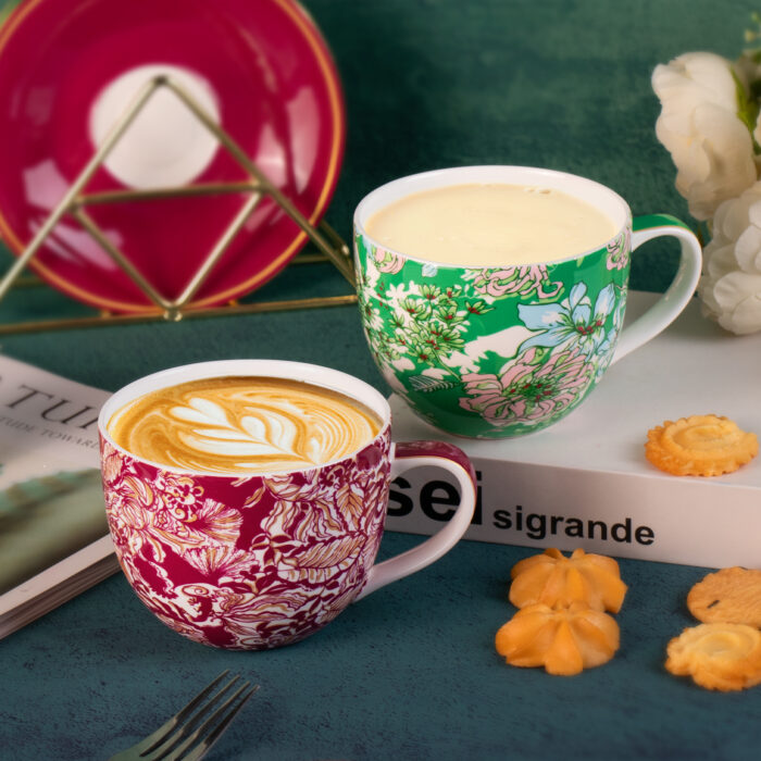 KAMMAK Coffee Mugs Ceramic Tea Cups Set of 2, 15 - Image 1