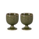 Tea Cup Porcelain Tea Cups Set 1.6oz Tea Set of 2 Mugwort Green - Image 2