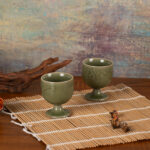 Tea Cup Porcelain Tea Cups Set 1.6oz Tea Set of 2 Mugwort Green