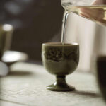 Tea Cup Porcelain Tea Cups Set 1.6oz Tea Set of 2 Mugwort Green - Image 3