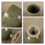 Tea Cup Porcelain Tea Cups Set 1.6oz Tea Set of 2 Mugwort Green - Image 6