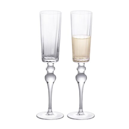 Champagne Flutes 7.8oz Crystal Champagne Glasses Set of 2, Elegant Clear Champagne Flutes with Long Stem, Unique Wine Glasses Gift Ideal for Wedding, Party, Birthday,...