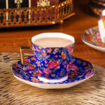 Tea Cups and Saucers Set of 2 Porcelain Coffee Cup - Image 4