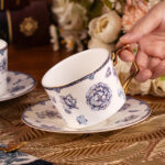 Tea Cups and Saucers Set of 2 Fine Bone China Coffee Cups - Image 5
