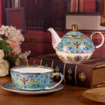 Tea for One Porcelain Teapot and Cup Set Ceramic Tea Set - Image 3
