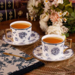 Tea Cups and Saucers Set of 2 Fine Bone China Coffee Cups