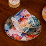 Tea Cups and Saucers Set of 2 Fine Bone China Coffee Cups - Image 5