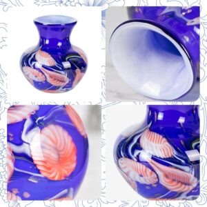 Glass Vases for Flower, Unique Hand Blown Purple Glass Vase, Modern Art Decorative for Home Living Room, Office, Table centerpieces, Bookshelves and Wedding Decorations (JG52)