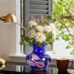 Glass Vases for Flower, Unique Hand Blown Purple Glass Vase, Modern Art Decorative for Home Living Room, Office, Table centerpieces, Bookshelves and Wedding Decorations (JG52)