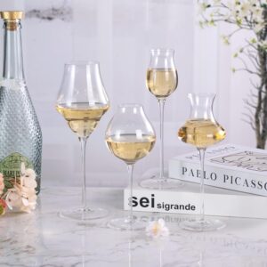 KAMMAK Champagne Flutes 3.6oz Crystal Champagne Glasses Set of 2, Elegant Cognac Glass with Long Stem, Clear Wine Glasses Gift Ideal for Wedding, Party, Birthday, Anniversaries