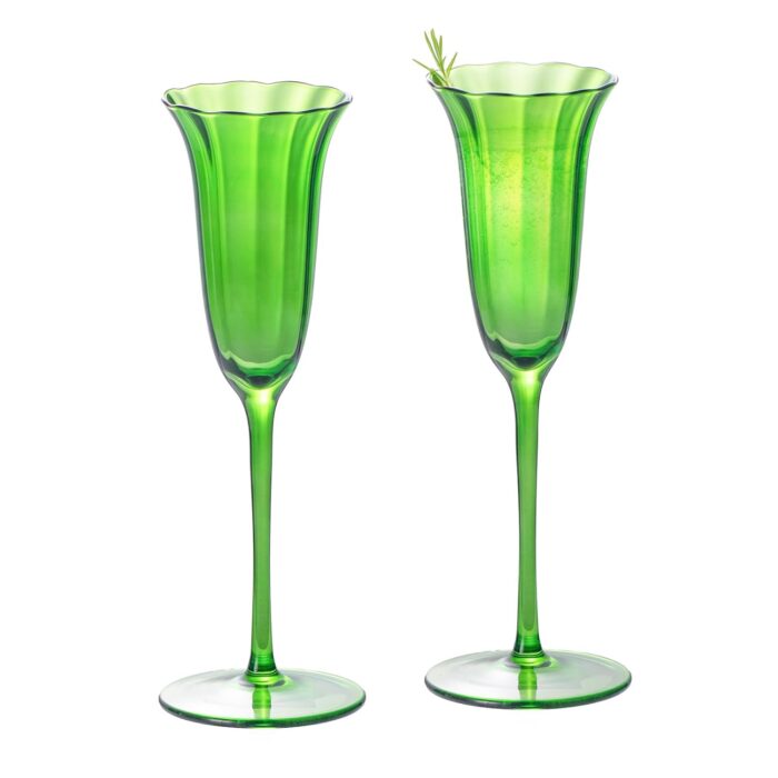 KAMMAK Champagne Flutes 3.7oz Green Champagne Glasses Set of 2, Champagne Flutes with Long Stem, Champagne Glasses Gift Ideal for Wedding, Party, Birthday, Anniversaries, Christmas KAMMAK Champagne Flutes 3.7oz Green Champagne Glasses Set of 2, Champagne Flutes with Long Stem, Champagne Glasses Gift Ideal for Wedding, Party, Birthday, Anniversaries, Christmas