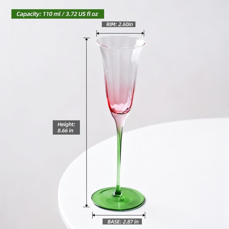 Champagne Flutes 3.7oz Pink – product dimensions