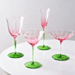 KAMMAK Champagne Flutes 3.7oz Pink and Green Champagne Glasses Set of 2, Champagne Flutes with Long Stem, Champagne Glasses Gift Ideal for Wedding, Party, Birthday,...