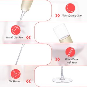 KAMMAK Champagne Flutes 5oz Crystal Champagne Glasses Set of 2, Elegant Champagne Flutes with Long Stem, Clear Wine Glasses Gift Ideal for Wedding, Party, Birthday, Anniversaries