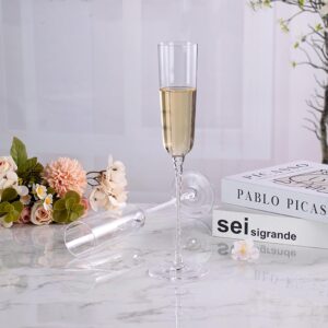 KAMMAK Champagne Flutes 5oz Crystal Champagne Glasses Set of 2, Elegant Champagne Flutes with Long Stem, Clear Wine Glasses Gift Ideal for Wedding, Party, Birthday, Anniversaries