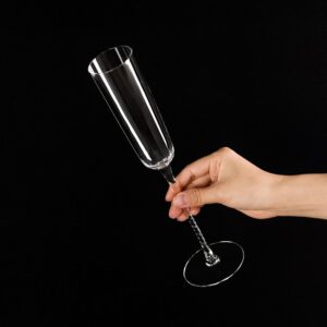 KAMMAK Champagne Flutes 5oz Crystal Champagne Glasses Set of 2, Elegant Champagne Flutes with Long Stem, Clear Wine Glasses Gift Ideal for Wedding, Party, Birthday, Anniversaries